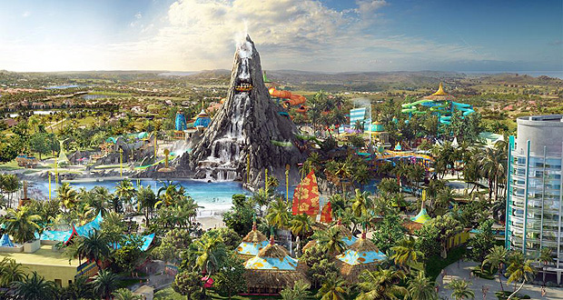 Projeo de como ser o parque aqutico Volcano Bay, que a Universal vai abrir em Orlando em 2017