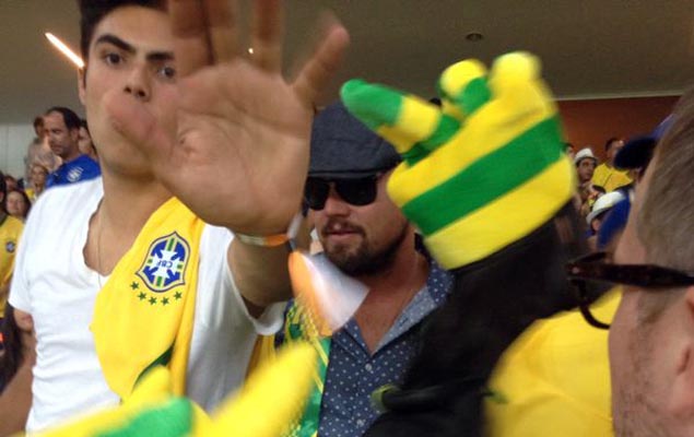 O ator Leonardo DiCaprio no Itaquero na partida de estreia da Copa do Mundo, entre Brasil e Crocia 