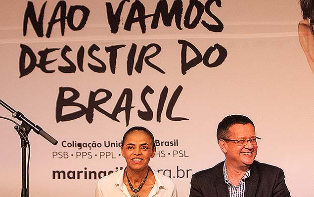 Presidencivel Marina Silva (PSB) e seu vice, Beto Albuquerque, lanam programa de governo durante evento no bairro de Pinheiros, na zona oeste de So Paulo, nesta sexta-feira