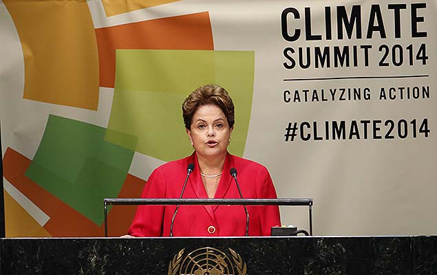 Brazilian President Dilma Rousseff speaks during the Climate Summit at United Nations Headquarters in New York