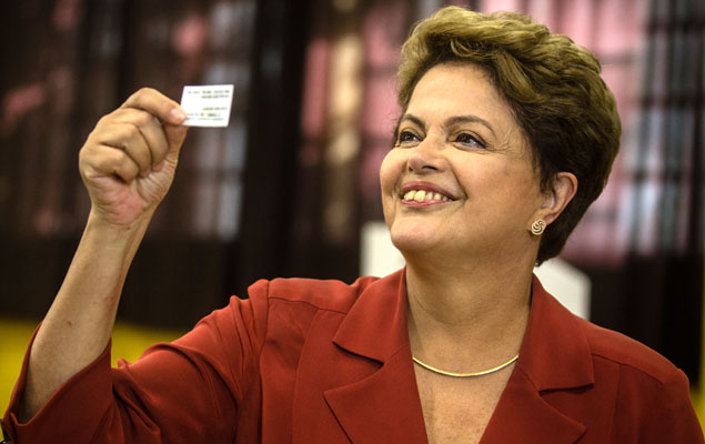 Dilma Rousseff votes at a polling station in Porto Alegre