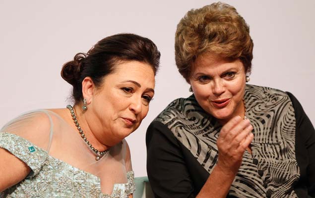 A senadora K�tia Abreu (PMDB-TO), rec�m-empossada ministra da Agricultura, com a presidente Dilma Rousseff
