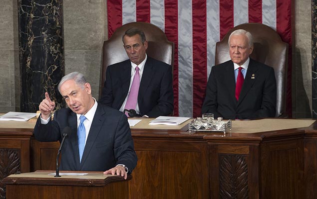 O primeiro-ministro de Israel, Binyamin Netanyahu, discursa no Congresso americano