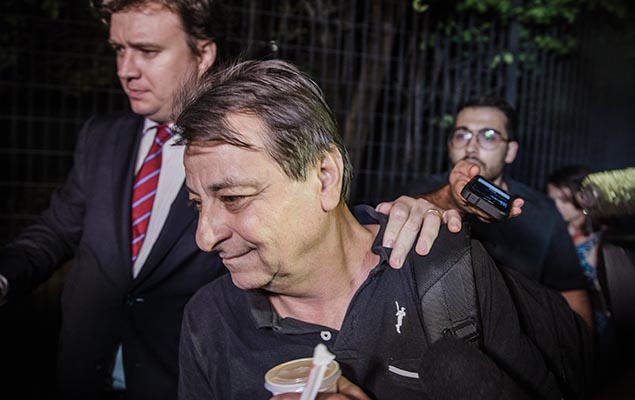 Italian former leftist guerrilla Cesare Battisti leaves the headquarters of Federal Police after in Sao Paulo