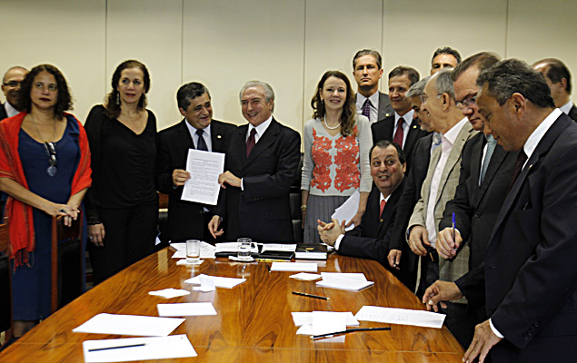 O vice-presidente Michel Temer,durante reunio de lderes do Congresso Nacional