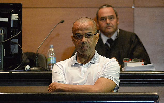 Luiz Fernando da Costa, o Fernandinho Beira-Mar, durante julgamento no 1 Tribunal do Jri, no centro do Rio