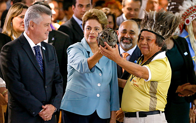 Dilma Rousseff participa da solenidade de lançamento da primeira edição dos Jogos Mundiais dos Povos Indígenas