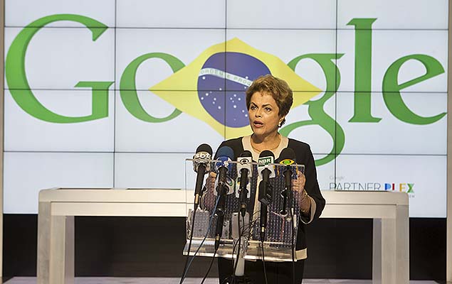 A presidente Dilma Rousseff durante coletiva na sede do Google, em Mountain View, na Califrnia (EUA)