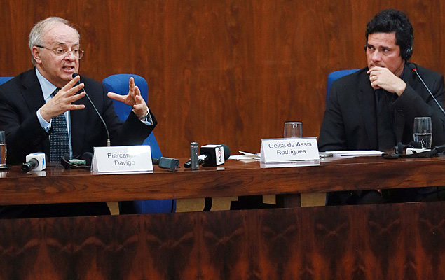 Piercamillo Davigo e Sergio Moro no simpsio "Combate  corrupo: desafios e resultados. Casos Mos Limpas e Lava-Jato"