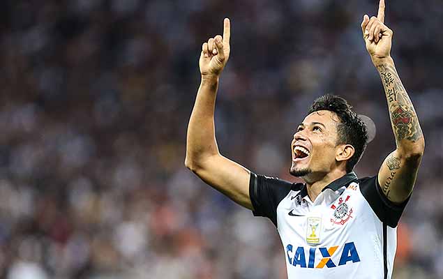 Lucca comemora gol do Corinthians durante partida contra Red Bull Brasil, vlida pelas quartas de final do Campeonato Paulista, em Itaquera, zona leste de So Paulo, neste sbado, 16.