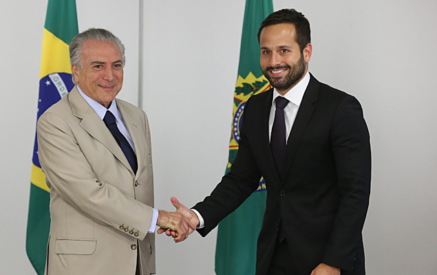 O presidente interino Michel Temer (PMDB) e p secretário nacional de Cultura, Marcelo Calero
