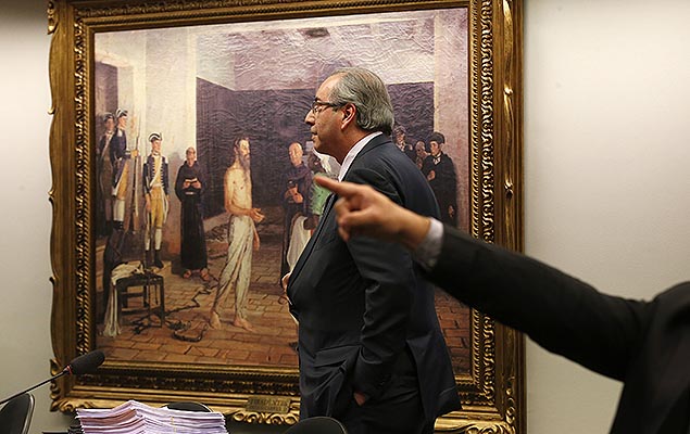 O deputado afastado Eduardo Cunha (PMDB-RJ) faz sua defesa na CCJ da Cmara, em Braslia (DF)