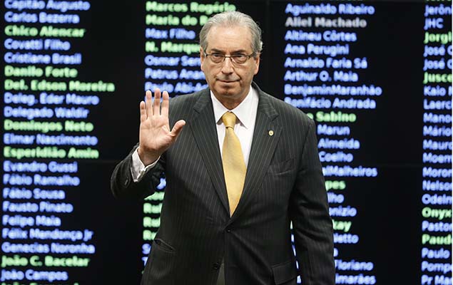O deputado afastado Eduardo Cunha(PMDB-RJ)em sesso sobre seu processo de cassao