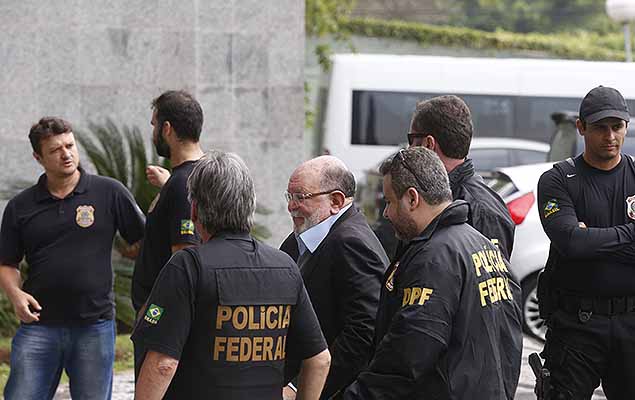 Leo Pinheiro da OAS chega a sede da PF em São Paulo por condução coercitiva, em nova operação da Polícia Federal chamada de "Operação Greenfield"