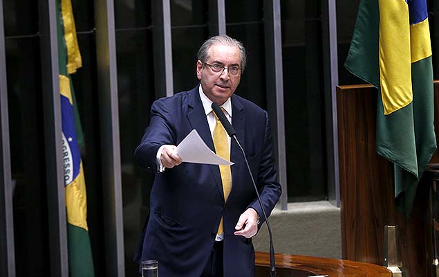 Eduardo Cunha (PMDB-RJ), ex-presidente da Câmara, faz sua defesa durante sessão em que será votada sua cassação, em Brasília (DF)