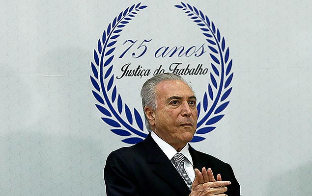 Michel Temer no seminário comemorativo dos 75 anos da Justiça do Trabalho e 70 anos do TST (Tribunal Superior do Trabalho), em Brasília 