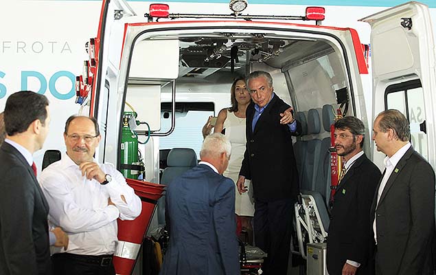 O presidente Michel Temer durante entrega de ambulncias em Esteio (RS)