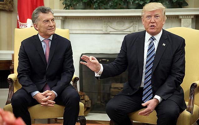 Presidentes Mauricio Macri (Argentina) e Donald Trump (EUA) se renem na Casa Branca, em Washington, nesta quinta 