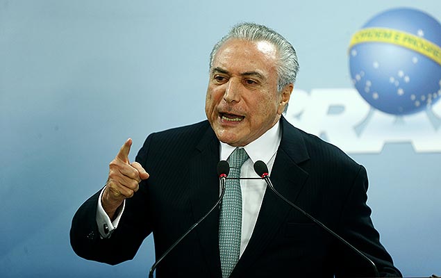 Presidente Michel Temer diz que não irá renunciar à Presidência durante pronunciamento no Palácio do Planalto, em Brasília