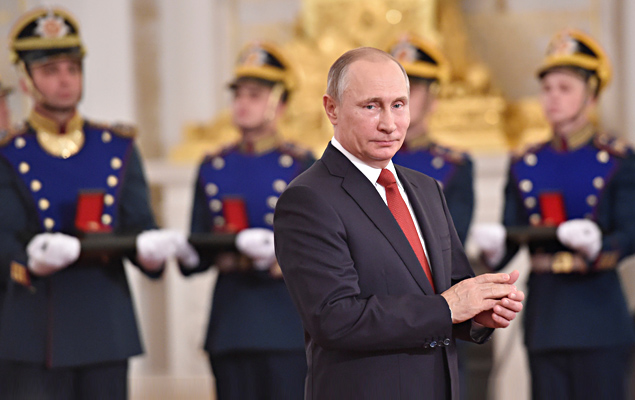 O presidente da Rússia, Vladimir Putin, durante cerimônia no Kremlin, em Moscou