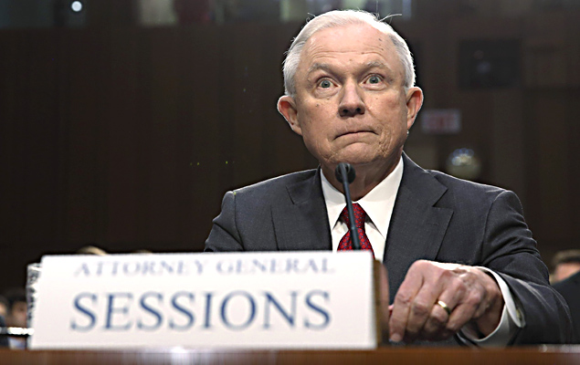 O secretrio de Justia dos EUA, Jeff Sessions, durante depoimento no Senado
