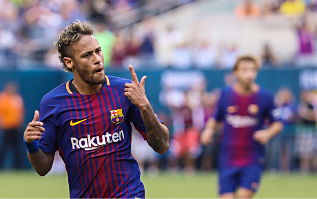 Neymar, do Barcelona, comemora seu gol na vitria sobre o Juventus, por 2 a 1, no MetLife Stadium, pela International Champions Cup, em New Jersey (EUA)
