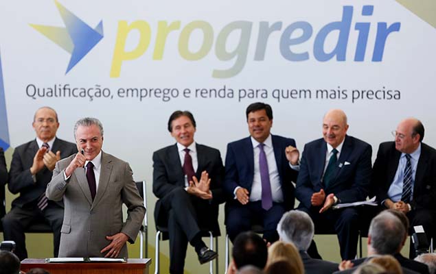 O presidente Michel Temer durante cerimônia de lançamento do plano "progredir", em Brasília, nesta terça