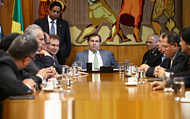 Rodrigo Maia (DEM-RJ), durante reunio sobre a reforma da Previdncia com representantes das centrais sindicais, em Braslia