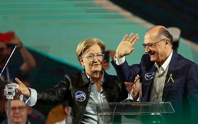 Geraldo Alckmin del PSDB y su vice Ana Amlia 