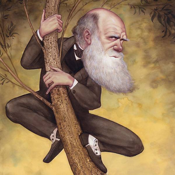 Os artistas retrataram desde cantores até estilistas, passando por cientistas e ícones da política. Na foto, um retrato do naturalista Charles Darwin como se fosse um macaco. A imagem foi criada com aquarela e guache Leia Mais