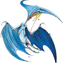 Charge de Gerald Scarfe retrata a poltica britnica Margaret Thatcher como pterossauro