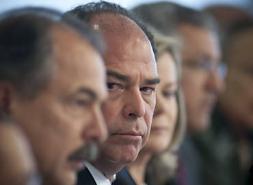 A partir da esq., os ministro Mercadante, Fernando Bezerra, Gleisi e Padilha, durante reunio com a presidente Dilma