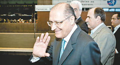 Geraldo Alckmin durante entrega de novos trens em So Paulo