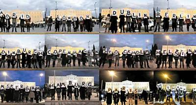Em frente ao Parlamento, gregos dizem "obrigado" s cidades europeias que protestaram contra pacote de austeridade