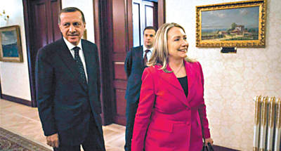 Hillary Clinton e o premi turco, Recep Erdogan, aps encontro