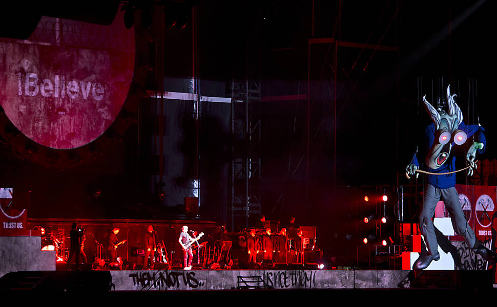 Roger Waters com a turnê The Wall, em 2012, em SP