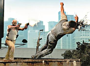 Cena de "Max Payne 3", com prdios de So Paulo ao fundo