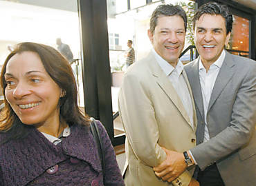 Ndia Campeo acompanha Fernando Haddad em evento em SP, que tambm teve a presena do pr-candidato Chalita