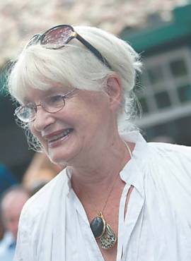 Liz Calder durante almoo na Flip de 2010, em Paraty