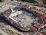 Obras de construção da Arena Pernambuco, em agosto; estádio tem previsto receber a Copa das Confederações e a Copa do Mundo de 2014, no Brasil