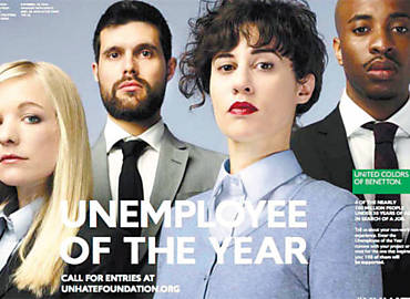 Foto da campanha publicitria da Benetton, voltada para os jovens desempregados