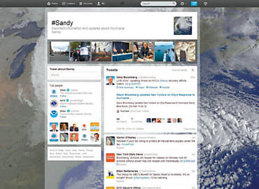 Pgina do Twitter cominformaes sobre o ciclone Sandy