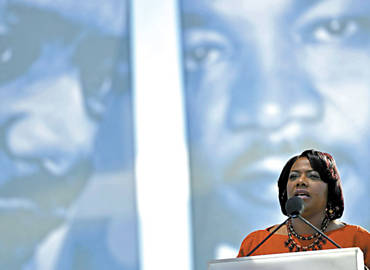 Bernice King, em discurso no memorial a seu pai, Martin Luther King, em Washington; ela ser homenageada em So Paulo