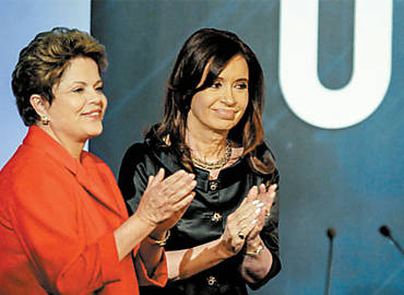 A presidente Dilma Rousseff e sua colega argentina, Cristina Kirchner, em los Cardales