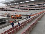 Instalação das primeiras cadeiras da Arena Pernambuco, que será palco da Copa das Confederações, este ano, e da Copa do Mundo, em 2014