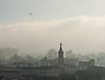 Vista do centro de São Paulo coberto pela neblina nesta manhã de quarta-feira (5) 