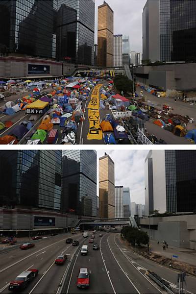 Antes e depois dos protestos em Hong Kong