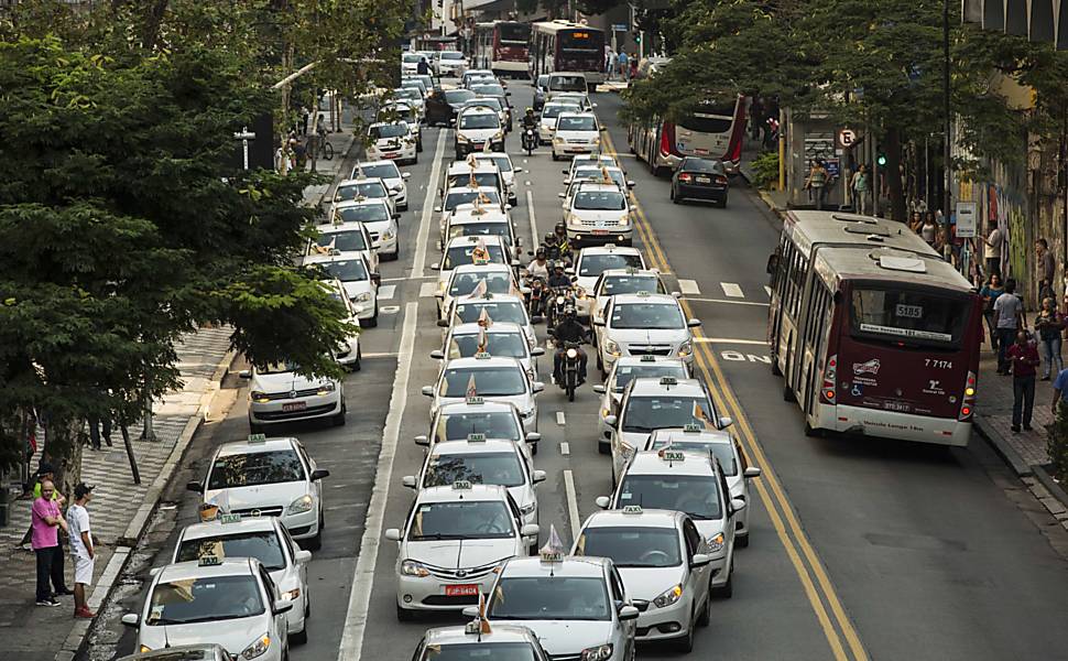 Protesto de taxistas em So Paulo