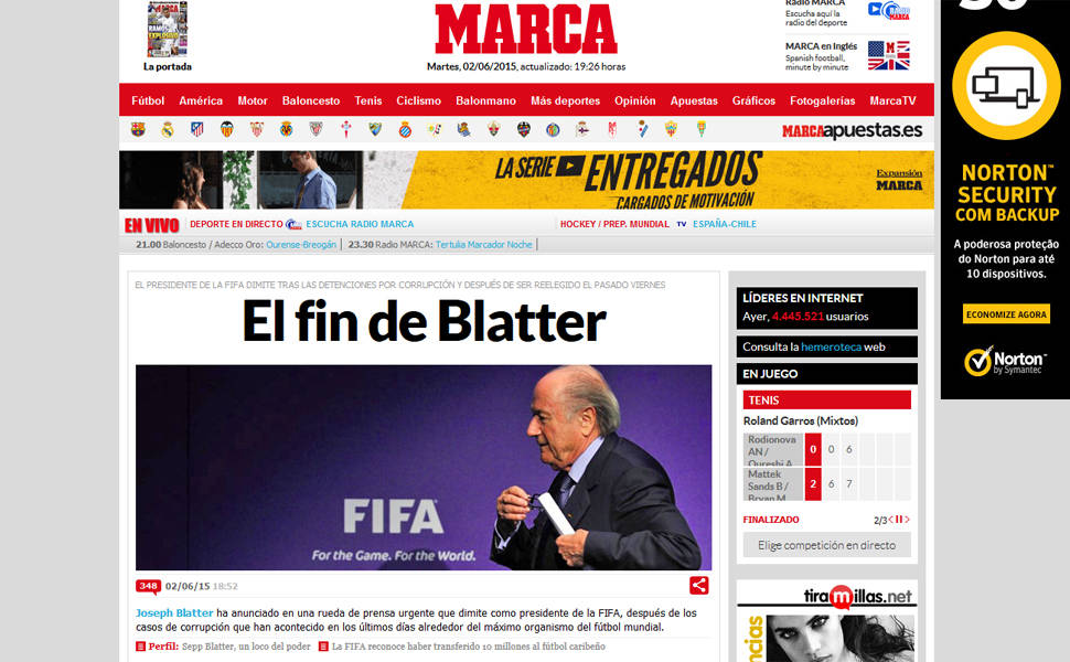Repercussão mundial da renúncia de Blatter