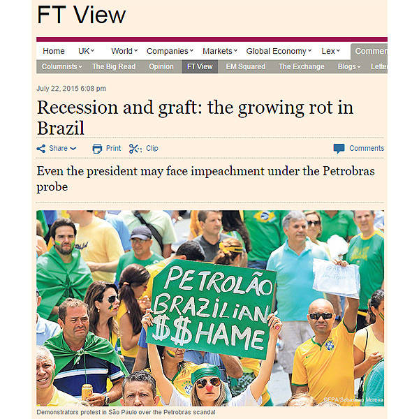 A crise no Brasil pelos jornais